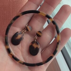 Tortoise Shell Bangle and Earring Set